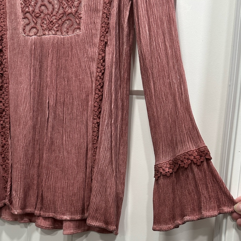 Knox Rose Women's Lace Accent Long Sleeve Top Size Small - Picture 4 of 7